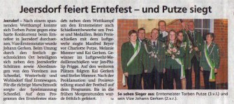 Rotenburger Kreiszeitung vom 06.10.2022 Jeersdorf feiert Erntefest - und Putze siegt